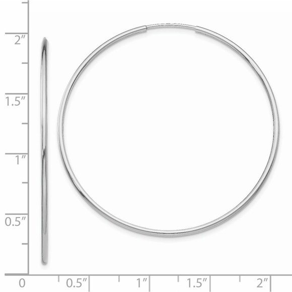 14k White Gold Polished Endless Tube Hoop Earrings - Picture 2 of 4